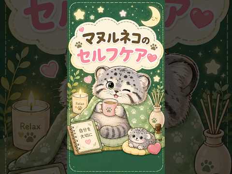 🐱マヌルネコのセルフケア💕 #動物 #心理学 #ねこ