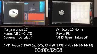 Windows vs. Linux - AMD Ryzen 7 1700 Blender Benchmark