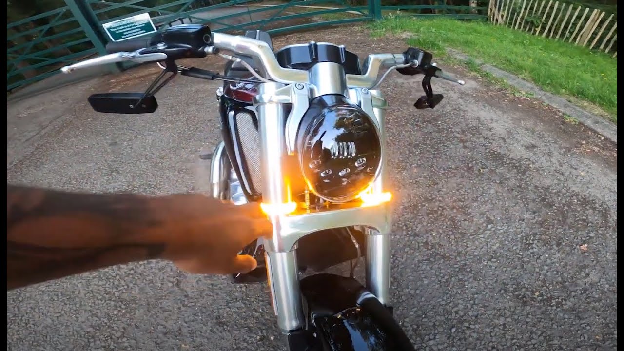 Harley Davidson Vrod LED front turn signals and Mirror installation