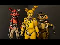 My updated custom fnaf action figures (springbonnie, Freddy, withered foxy, withered chica)