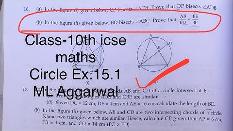 Class-10th #icse #maths #circle | In the figure (ii) given below BD bisect angle ABC. Prove that AB/