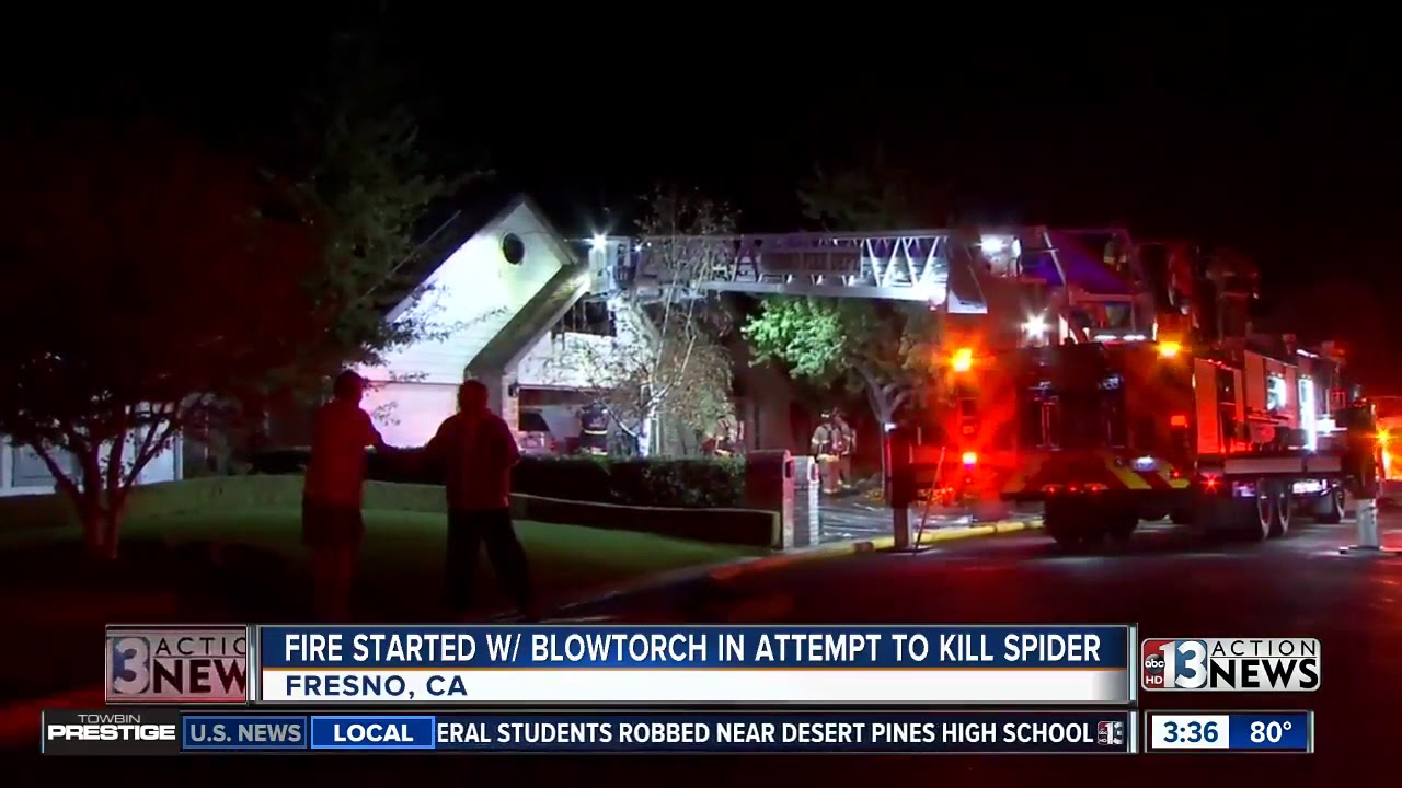 Blowtorch used to kill spiders may have started Fresno fire