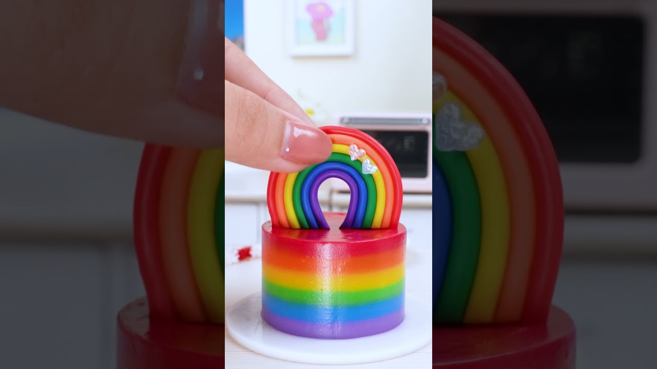 Mini Rainbow Cake Decorating🌈 Satisfying ASMR | Mini Cake #shorts #asmr #miniature #minicake