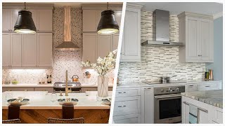 75 Kitchen With Gray Cabinets And Mosaic Tile Backsplash Design Ideas You'll Love 🟡