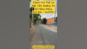 Đất Cần Giuộc : 124m2 Full Thổ Mặt Tiền Đường Nhựa 9m Chủ Đang Rất Ngộp