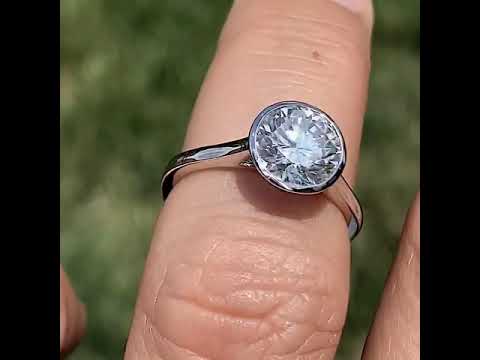 Petite Bezel Round Brilliant Moissanite Solitaire Ring ring video