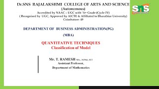 Classification of Model | Quantitative Techniques | SNS Institutions