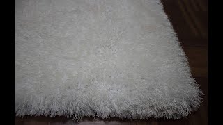 LA Rug Linens White Color Solid Plush Shag Shaggy Area Rug Carpet Rug Bedroom Living Room Decorative