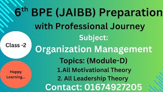 6th (BPE)-JAIBB-Organization Management (Motivational & Leadership Theory)