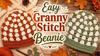 How to Crochet an Easy Granny Stitch Beanie | Fall Crochet Hat for Beginners