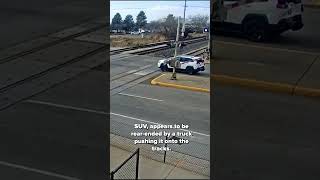 Driver escapes crash with train with seconds to spare #shorts