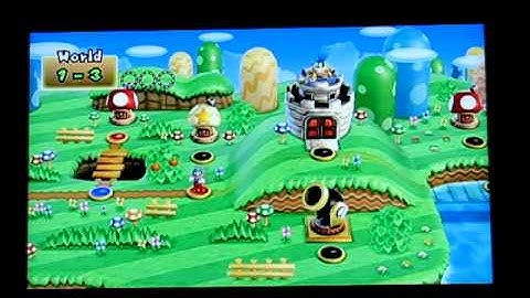 New Super Mario Bros Wii walkthrough 1, worlds 1-1, 1-2 & 1-3