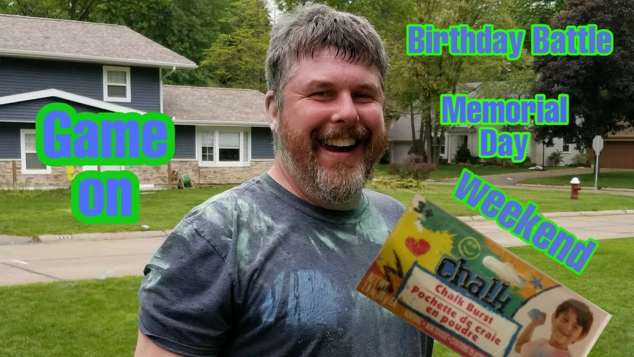 CHALK BURST, fight with bags of colored chalk. On Memorial Day weekend