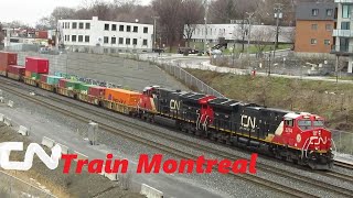 1 4 23 EASTBOUND CN TRAIN AT TURCOTTE HOLDING IN MONTREAL QUEBEC