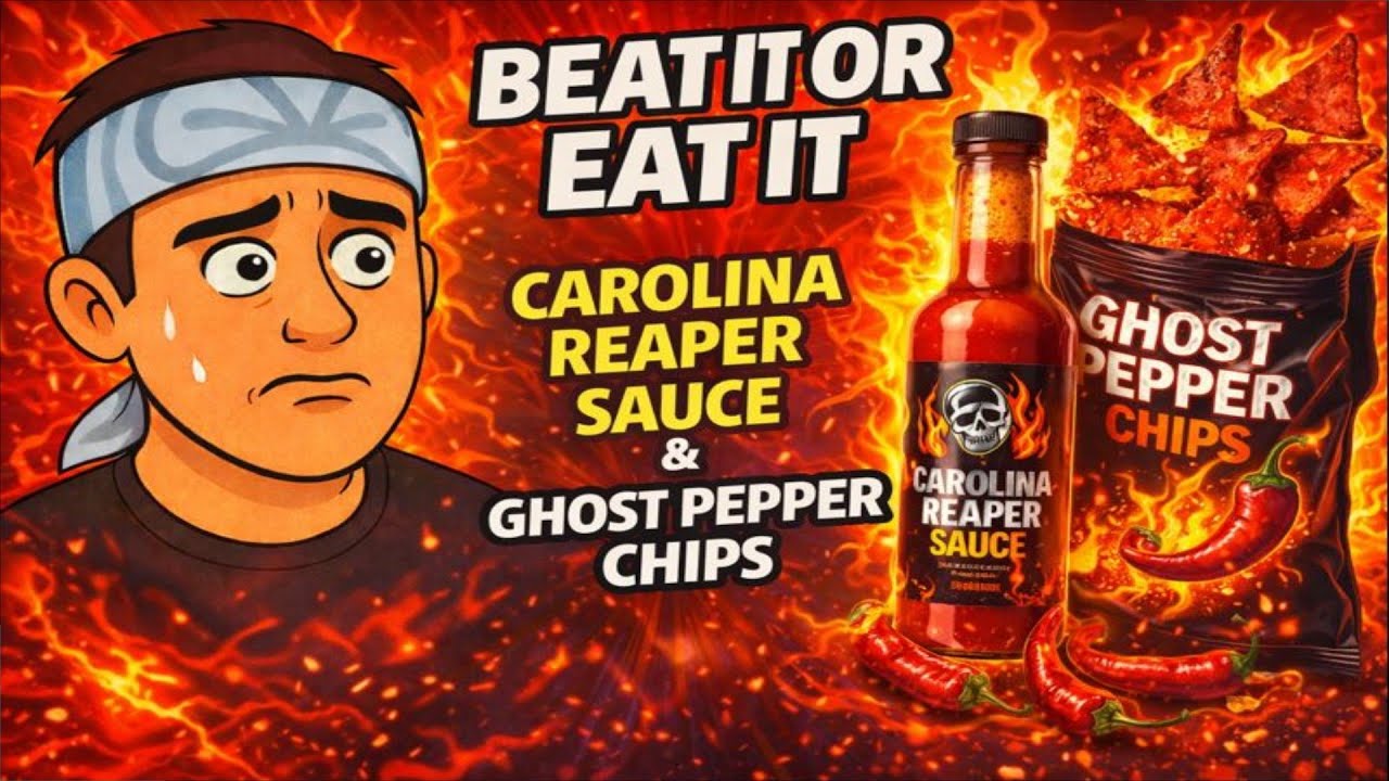 Beat It or Eat It – Carolina Reaper Sauce + Ghost Pepper Chips | Retro Game Challenge