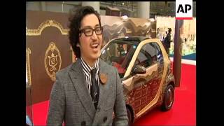 Car manufacturer Mercedes Benz unveils a chocolate-themed version of its Smart car in Tokyo, just a