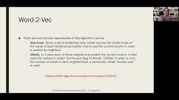 EE546 Recurrent Neural Networks - Week 9 "Word Embbeddings"