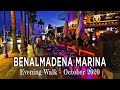 Benalmadena Marina Nightlife - Evening Walk in October 2020, Malaga, Costa del Sol, Spain [4K]