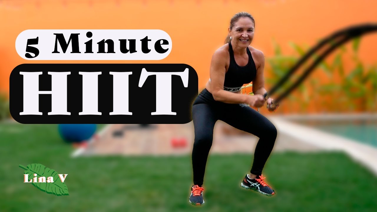 5 MIN FULL BODY - HIIT WORKOUT | With Weights, dumbbells, step, ball | Home Workout | STAY STRONG!