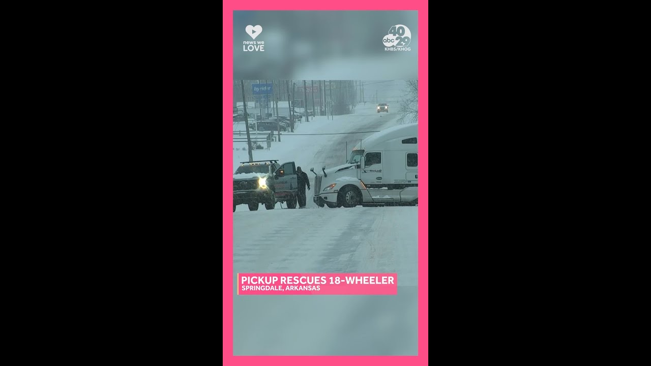 Pickup rescues 18-wheeler in Springdale