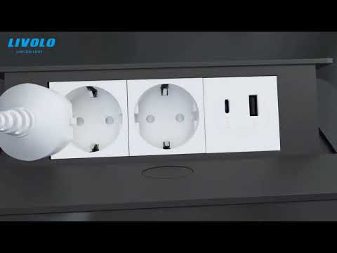Мебельная врезная розетка на 3 гнезда Livolo IP40, видео 2