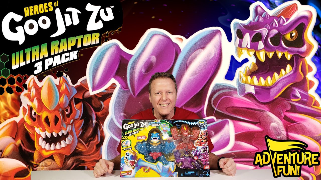Heroes of Goo Jit Zu Ultra Raptor Dinosaur Dino Goo 3 Pack AdventureFun Toy review!