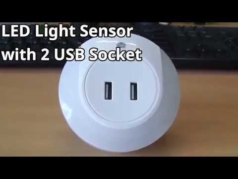 LED LIGHT SENSOR USB CHARGER NIGHT LIGHT