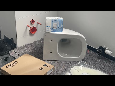 GROHE Euro Keramik Set Wand-Tiefspül-WC spülrandlos einbauen. Установка подвесного унитаза