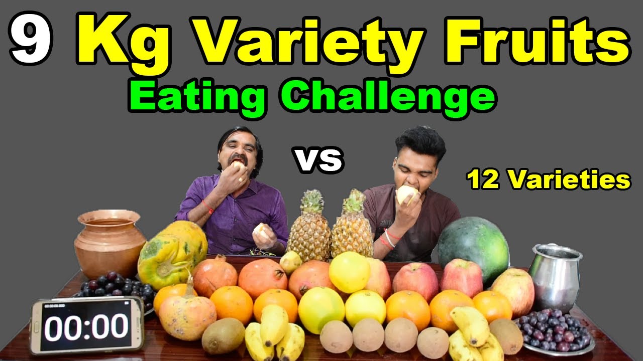 9 Kg Variety Fruits Eating Challenge | 12 Varieties of Fruits | Daddy vs Son | Saapattu Raman |