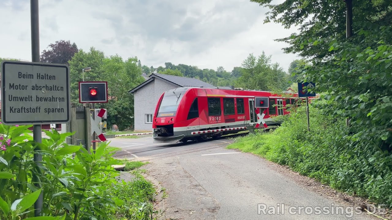 [4K] Rail crossing Rösrath (Blech) [DE] ⨉ Bahnübergang ⨉ Spoorwegovergang | Rail crossings DE