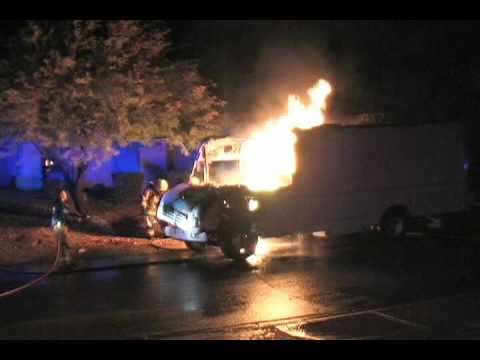 5AM truck fire in Anthem Arizona Burning truck slams into Firetruck