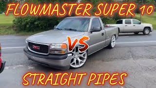 GMC Sierra 4.3L V6: FLOWMASTER SUPER 10 Vs STRAIGHT PIPES!