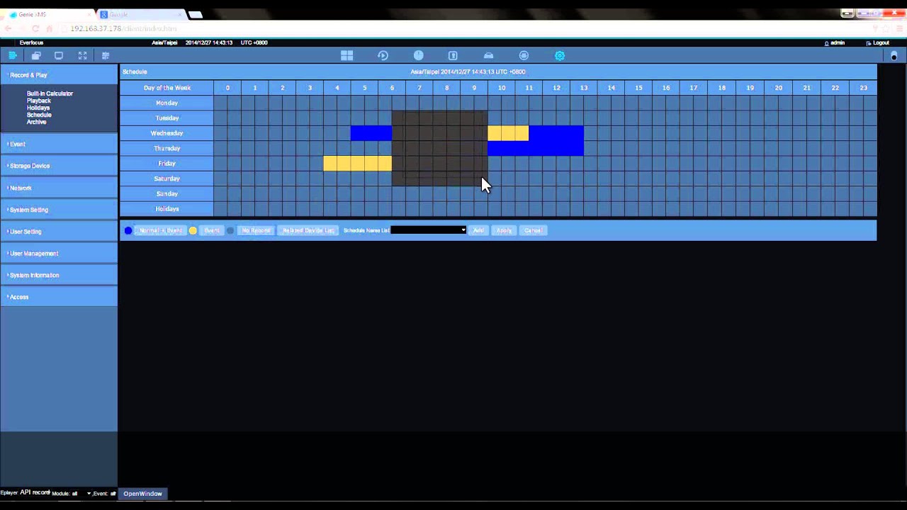 Genie XMS - How to add a recording schedule