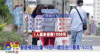 春遊補助出爐 18到40歲自由行最高1500元│中視新聞 20190305