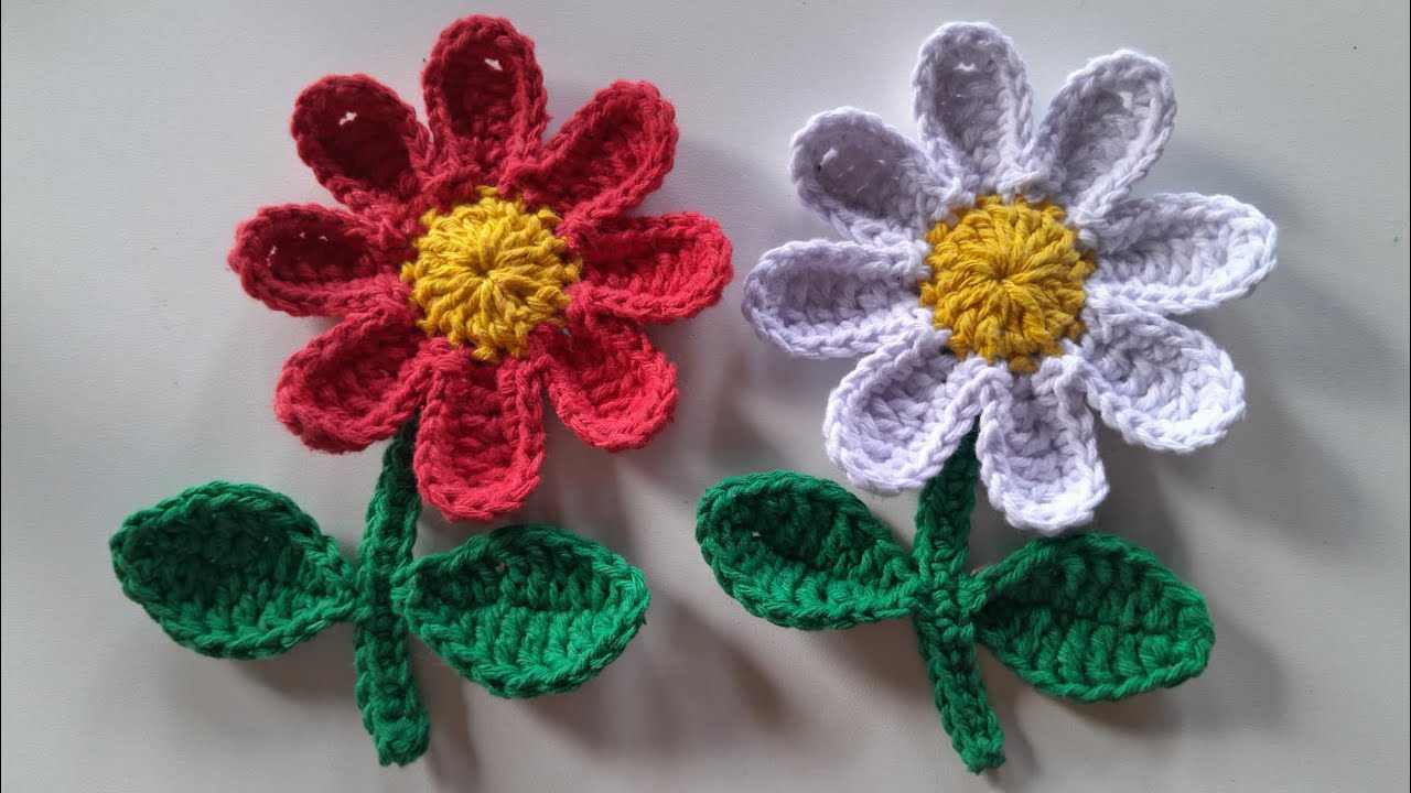 FLOR EM CROCHÊ 🌸COM BARBANTES (APLIQUE) | PASSO A PASSO - Val Crochê 