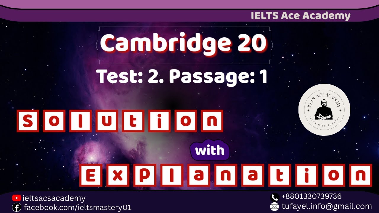 Cambridge 20, Test 2, Passage 1 | Cambridge Passages Solutions | Tufayel Ahmed | Band 09