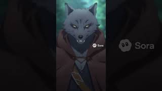 Red riding hood takes out a weapon to a wolf, ai video