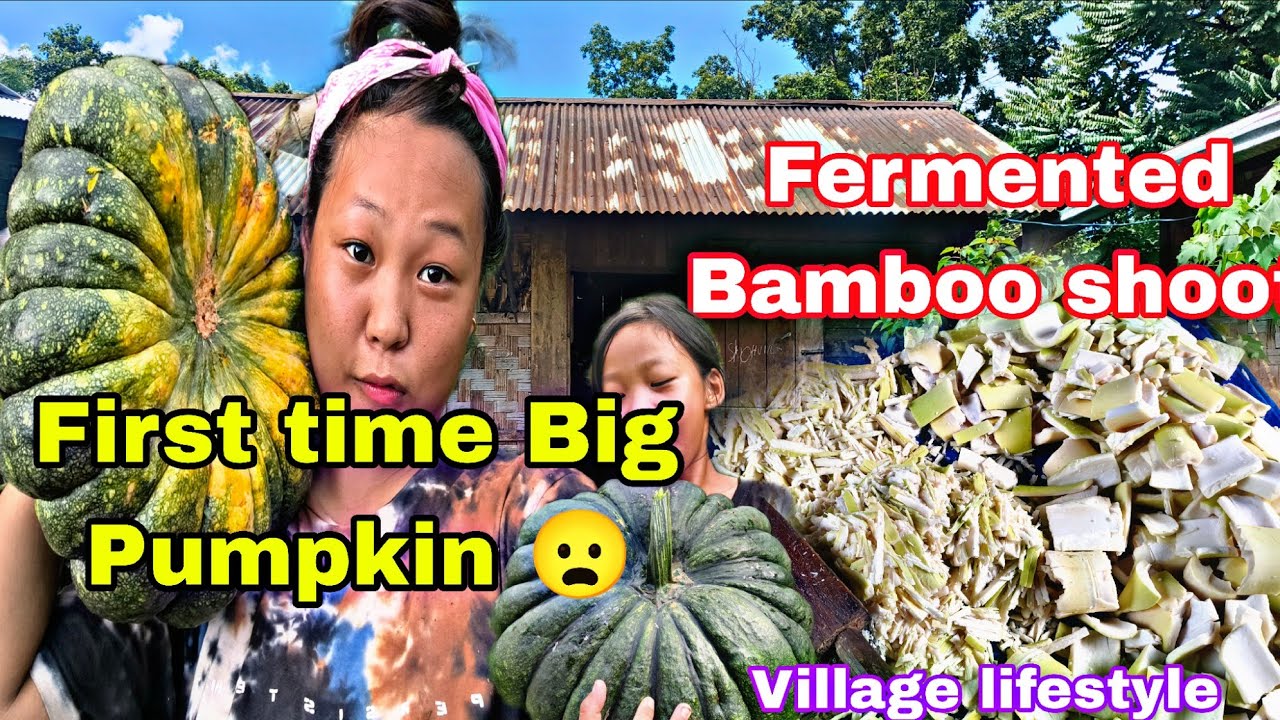 A Day Stay at Home And Making Bamboo Shoot Fermented/ Cooking pumpkin & Eating //village lifestyle 