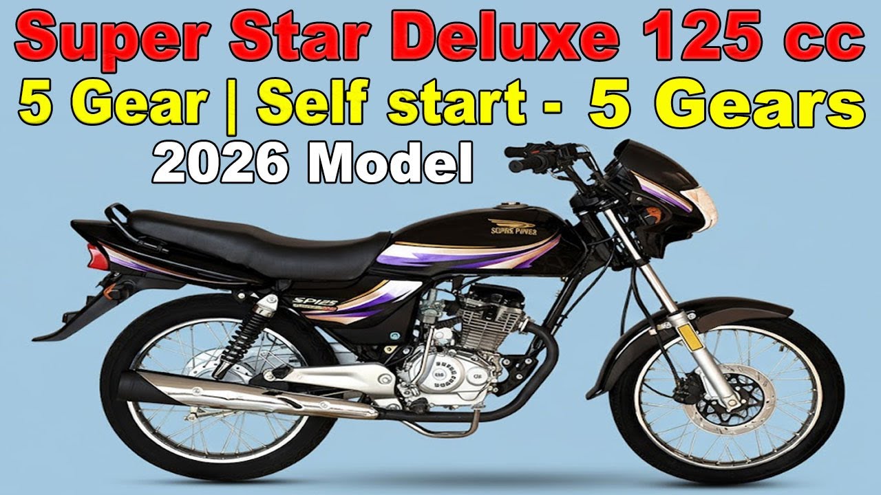 Super Star Deluxe SS 125cc | 5 Gears, Self Start & Front Disc Brake - 2026 | 