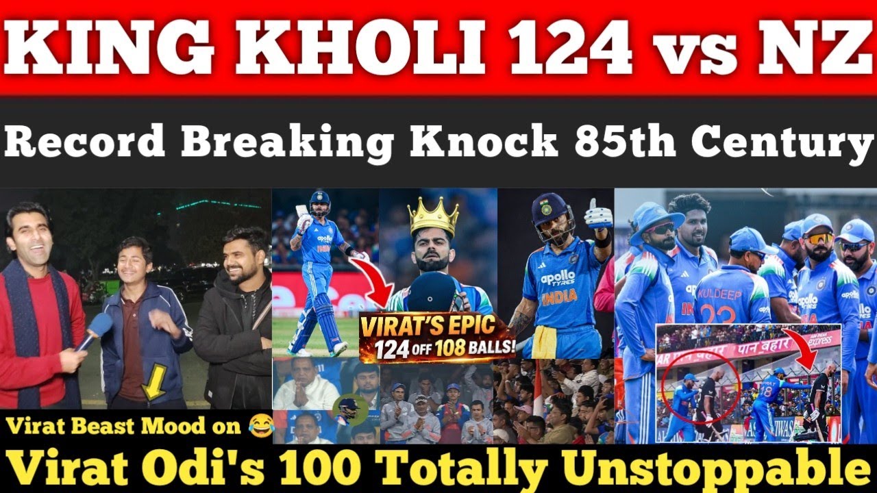 Virat Kholi 124(108)🔥heroic 85th Ton Vs NZ🇳🇿 Beat IND🇮🇳| Nitesh 51 Harshit 54 | Pak Reactions 