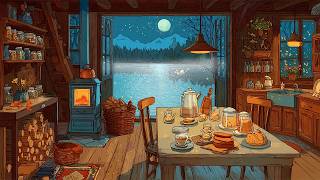 It’s a Peaceful Lake Cottage Night 🌙 1950s Oldies Playing in Another Room | Fire Sounds screenshot 2