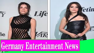 Hot mesh Emily Ratajkowski wows in see through black halter top while Camila Cabello turns heads in
