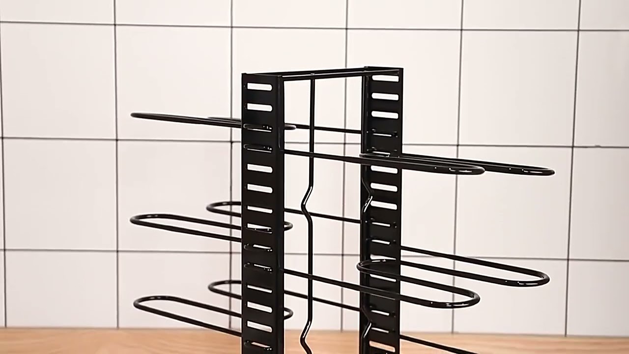 Heavy-Duty Multi-Tier Pot Rack – Freestanding Iron Kitchen Organizer for Cookware Storage