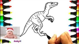 Drawing Velociraptor For Learning Colors and Coloring Pages Dinosaur for Kids 3   #part 31