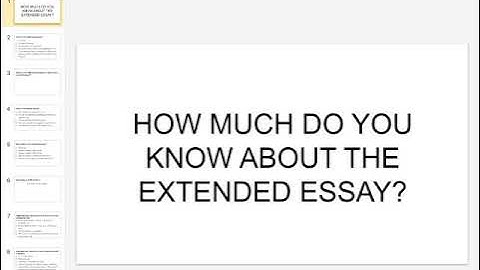 Introduction to the Extended Essay