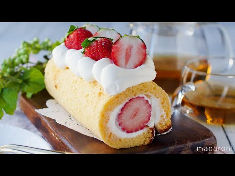 【いちごのミニロールケーキ】。オーブンも型も不要！フライパンで作る簡単レシピ！のサムネイル