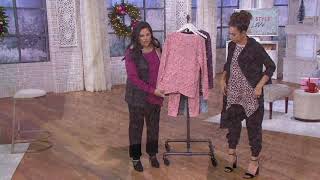 AnyBody Petite Cozy Knit Waffle Printed PJ Set on QVC