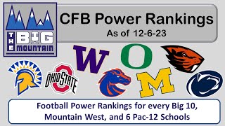 Final College Football Power Rankings - Big Ten, Mountain West, PAC-12 Conferences