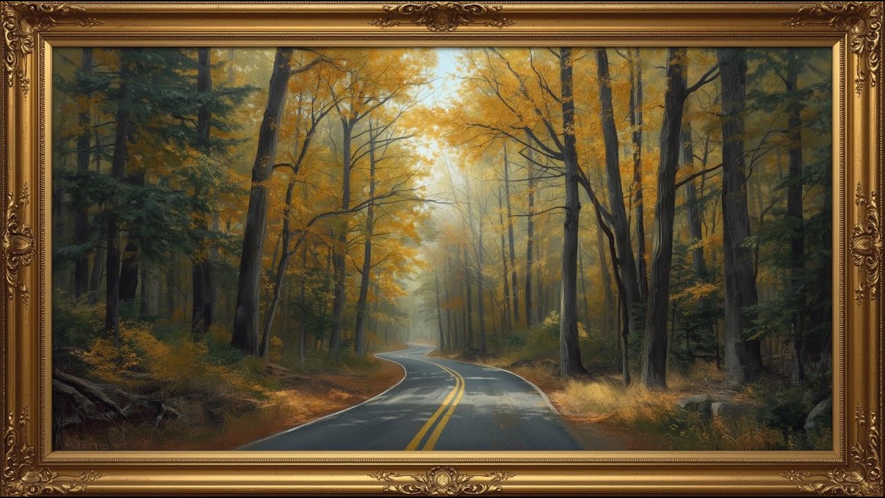Scenery new Photo Scene Art  in Gold Frame | Cozy TV Wallpaper Screensaver (HD)