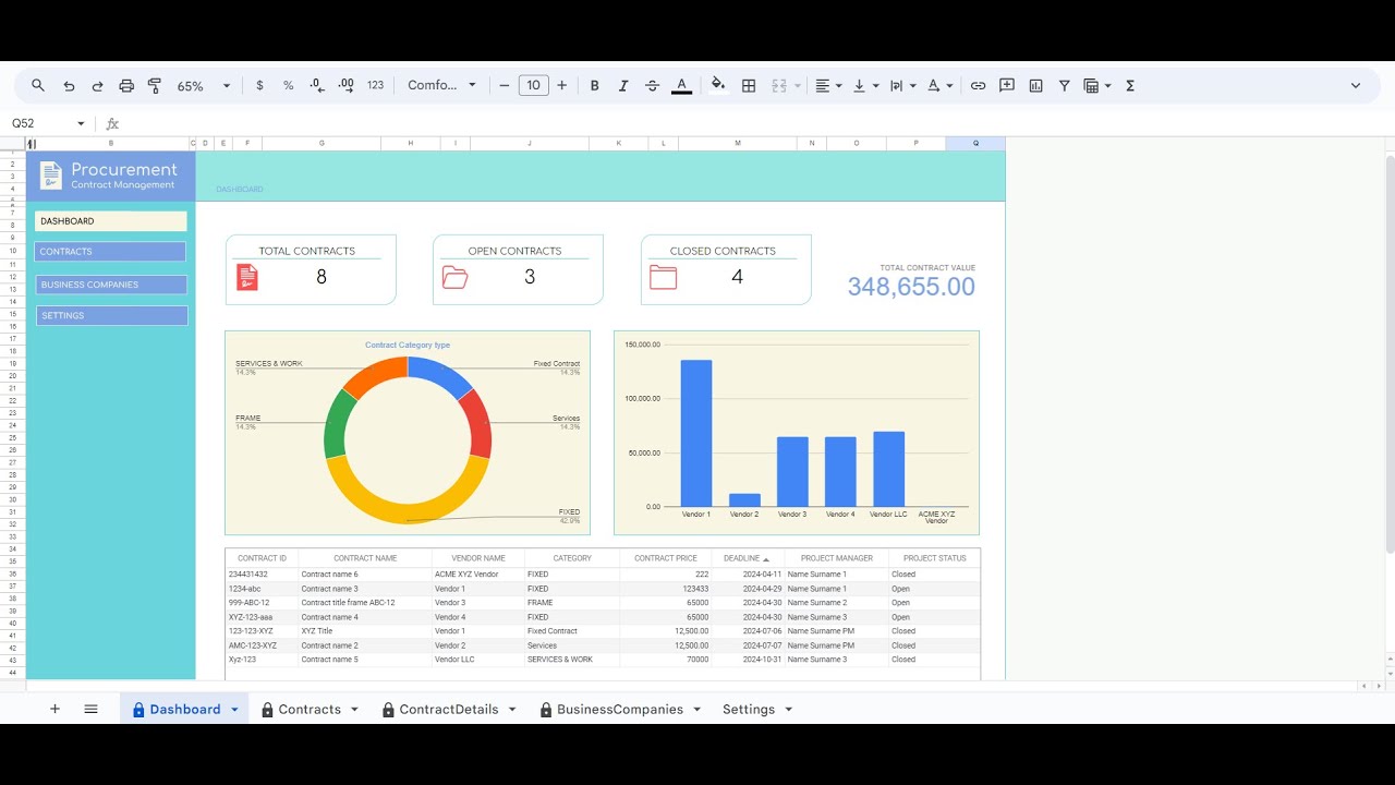 Procurement Contract Management Template in Google Sheets - YouTube